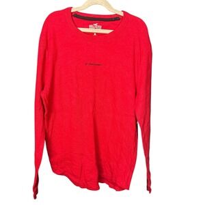 Hollister Men's Red Waffle Long Sleeve Shirt Graphic Embroidered XS Casual Top